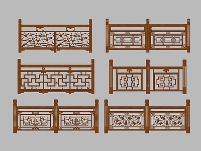新中式中式扶手 中式雕花栏杆 实木栏杆 木扶手护栏 木围栏 木栅栏