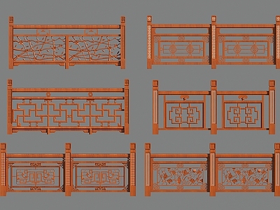 新中式中式扶手 中式雕花栏杆 实木栏杆 木扶手护栏 木围栏 木栅栏