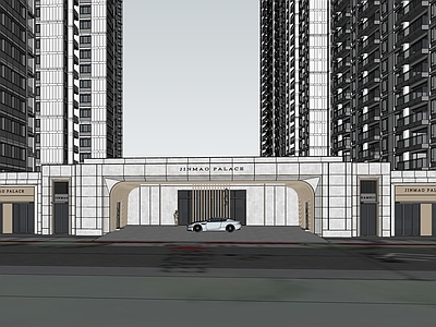 现代小区建筑 九山金茂府 现代典雅 高层住宅 小区配套商业 小区入口大门
