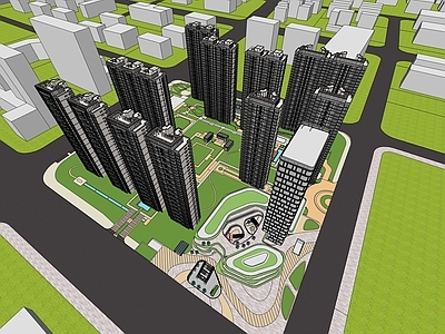 现代小区建筑 现代高层小区 现代小区商业配套 现代小区大门 高层大平层小区