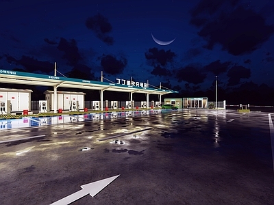 现代新中式变配电站 充电桩 充电站 新能源汽车