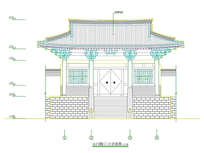 仿古建筑 仿唐山门殿 古建大门 仿唐大门 施工图