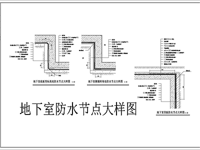建筑综合节点 地下室顶防水节点 施工图
