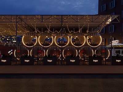 现代工业门头 火锅店门头 管道餐厅 下水管餐厅 外摆台 雨棚