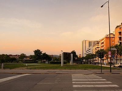 现代街道外景 城市黄昏街道外景
