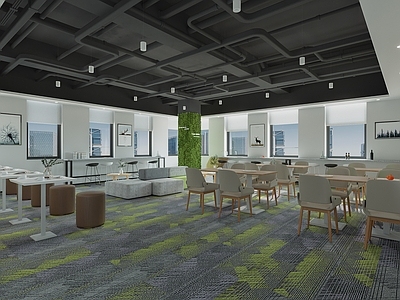 现代工业茶水间 茶水间 休息区 休息室 员工餐厅