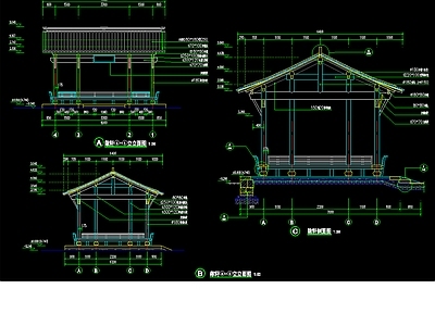 中式亭子图库 古建亭廊 古建水榭 中式轩 古建结构 施工图