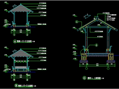 中式亭子图库 古建亭廊 古建四角亭 古建小木亭美人靠 施工图