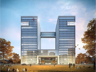 现代科研办公楼 办公楼 产业园 研发中心 产业园办公楼 高层办公楼