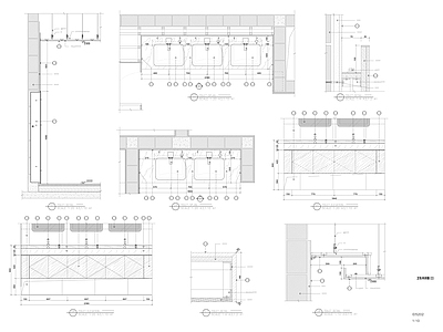 现代极简公共卫生间 商场卫生间 办公室卫生间 学校卫生间 洗手台节点 商场洗手台节点 施工图