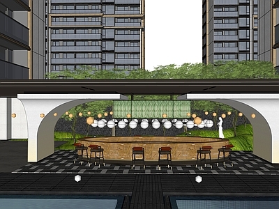 现代轻奢小区景观 精奢小区中庭景观 会客厅微客厅 水院景观 屋顶花园 风雨连廊