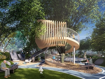 现代儿童游乐空间 儿童活动区 自然探索 植物认知 戏水空间