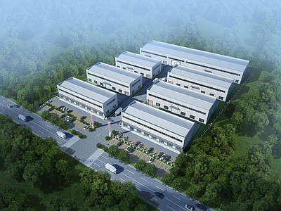 现代生产车间 厂区规划 生产车间 厂房 工业园区