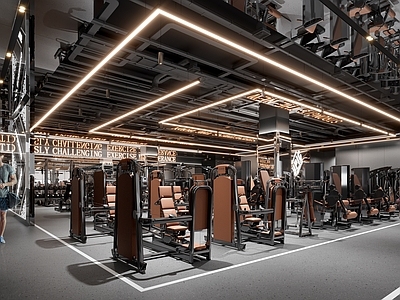 现代健身房 健身房 健身器械 健身器材 跑步机 科技感健身房