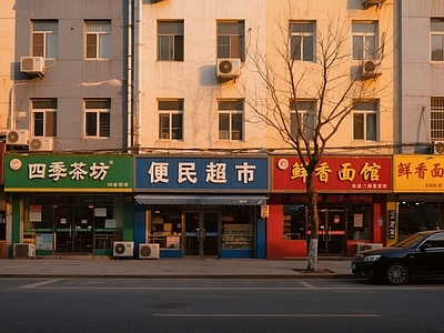 现代街道外景 黄昏时分街道外景