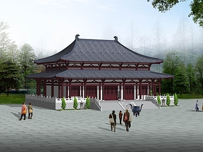 其他古建筑 仿唐大殿 唐式重檐大殿 仿古大殿 仿唐五门重檐大殿 寺庙大殿 施工图