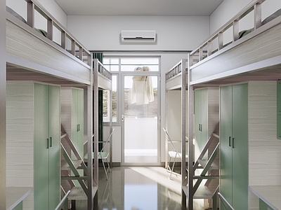 现代宿舍 学生宿舍 上床下桌 宿舍 简约