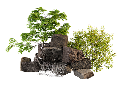 现代假山水景 水景 假山 景石 石头