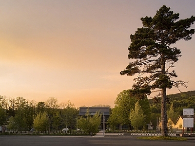现代街道外景 户外小区黄昏外景 街道外景