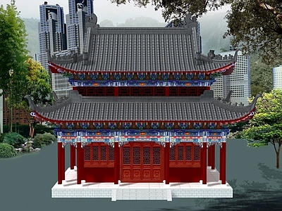 中式复古古建 仿古重檐大殿 三门重檐大殿 观音殿 天王殿 仿清式大殿