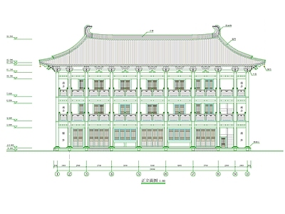 其他古建筑 仿唐三层厢房 仿古三层厢房 仿古斋堂 仿古居士楼 施工图