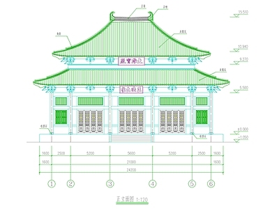 其他古建筑 仿唐五门大殿 仿唐大殿 仿唐重檐殿 仿古大殿 施工图