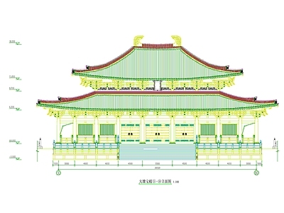其他古建筑 仿唐七门大殿 仿唐重檐大殿 仿唐七门重檐大殿 仿古大殿 施工图
