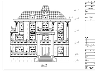 欧式别墅建筑 别墅外立面方案图 施工图