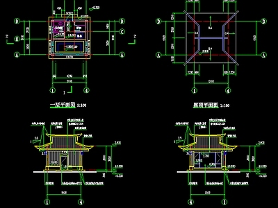 中式现代亭子图库 温泉泡池景观亭 施工图