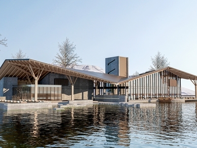 现代展览馆建筑 游客中心建筑 展览馆 小公建 咖啡厅建筑 驿站建筑