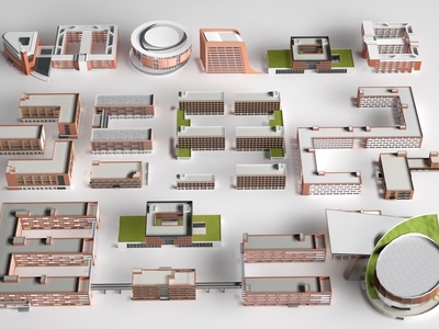 现代其他景观小建筑 现代学校建筑 中小学建筑