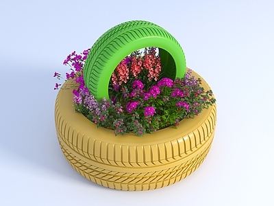 现代花箱 轮胎花坛 轮胎植物花池 轮胎花箱 景观树池 轮胎景观花池