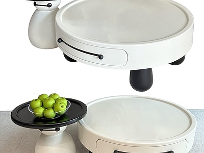 现代奶油几类组合 子母茶几 茶几 果盘