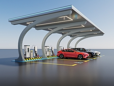 公用器材 汽车充电站 汽车棚 新能源汽车 现代遮阳棚 充电桩