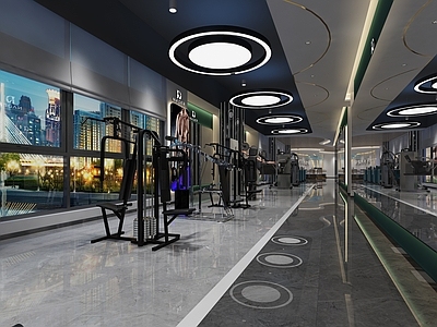 工业健身房 工业风健身房 工业风健身大厅 工业风健身私教区