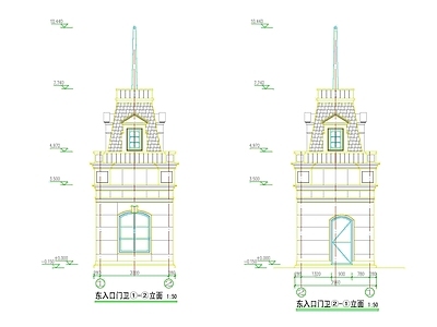 欧式美式其他建筑 欧式大门 美式大门 欧式门楼 施工图