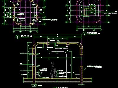 现代亭子图库 现代景观亭 钢筋混凝土结构亭 施工图