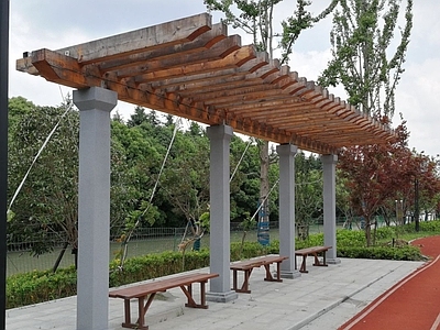 现代亭子图库 单臂景观廊含结构 景观花 施工图