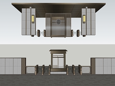 现代入口大门 入口岗亭 小区入口
