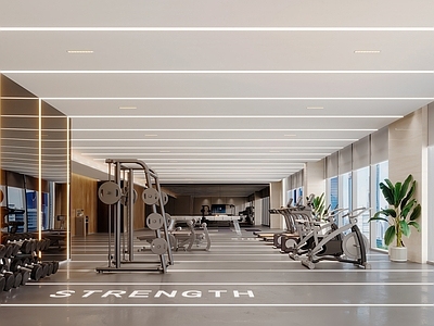 现代健身房 健身房无灯光