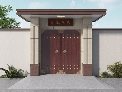 现代新中式庭院门 庭院门 别墅门 大门 入户门 乡村别墅大门