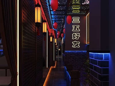 现代复古烧烤店 怀旧烧烤店 烧烤店过道 烤肉店 中餐厅 破店