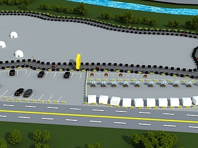 现代新中式儿童乐园 卡丁车 赛道 跑道