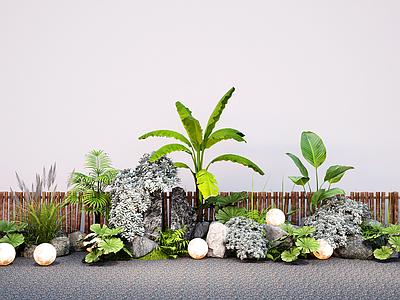 植物组合 现代景观石头 庭院造景石头 微地形 植物地被 巴蕉 绿植