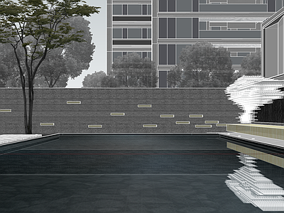 现代小区景观 示范区 水景雕塑