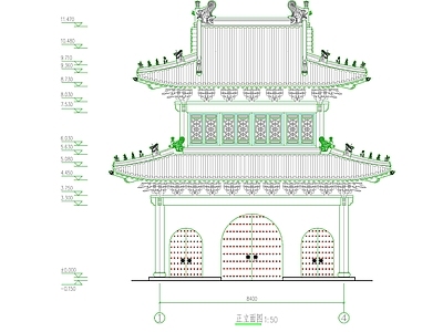 寺庙 中式古建阁楼 中式古建山门 中式仿古阁楼 中式仿古山门 施工图