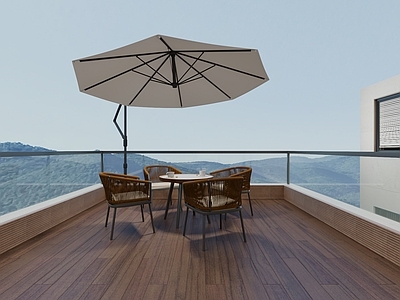 现代阳台 休闲阳台 户外餐桌