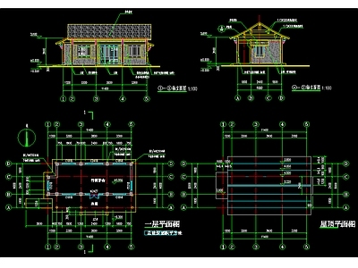 其他古建筑 竹篱茅舍草屋 驿站 公园管理用房 茅草房 建筑结构图 施工图