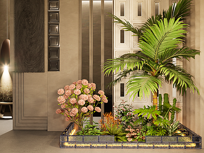 植物组合 现代室内景观植物 室内造景 绿植堆