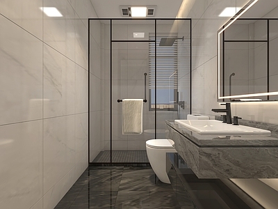 轻奢酒店卫生间 干湿分离卫生间 浴室柜